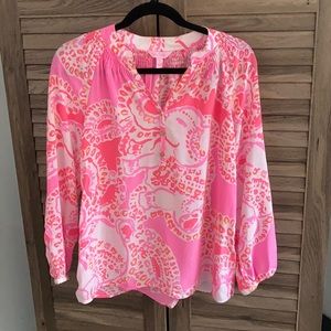 Lilly Pulitzer Trunk In Love Silk Top